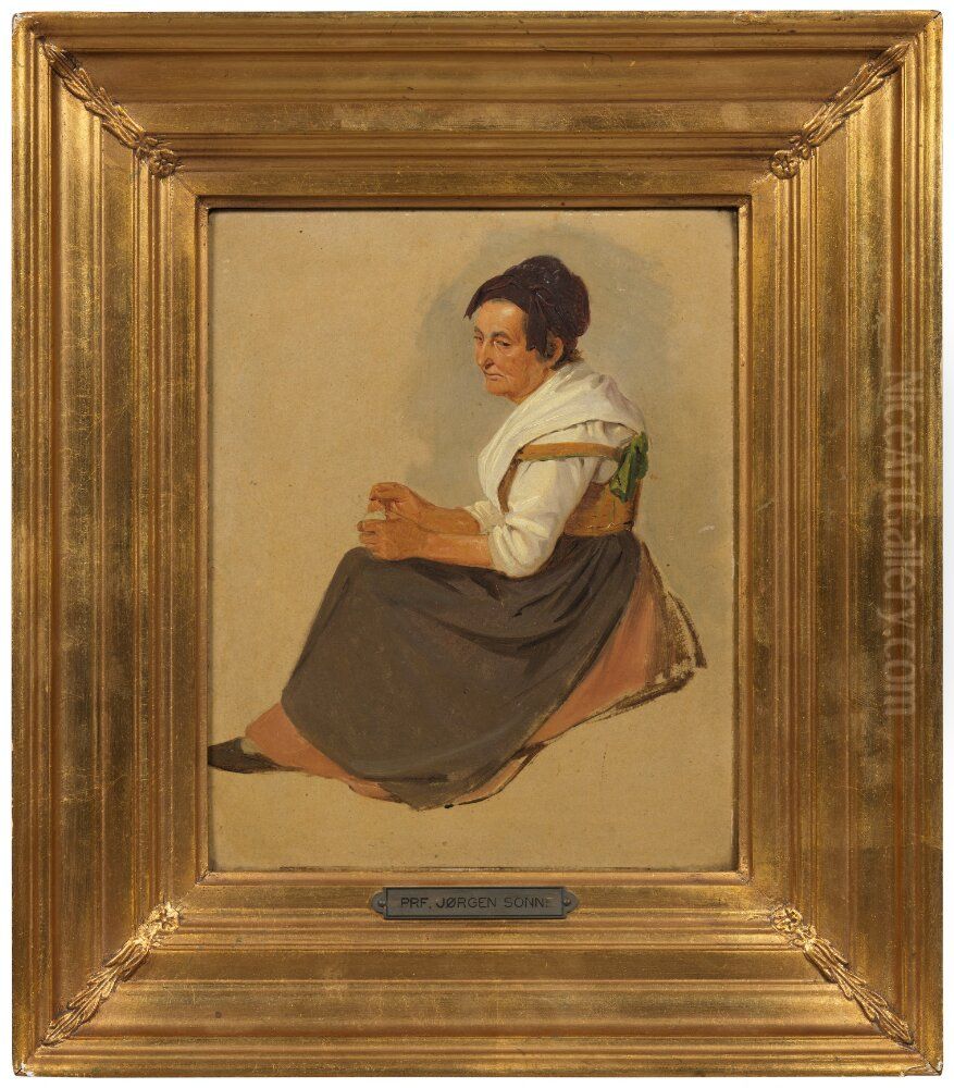 Italian Woman. Study Oil Painting by Jorgen Valentin Sonne