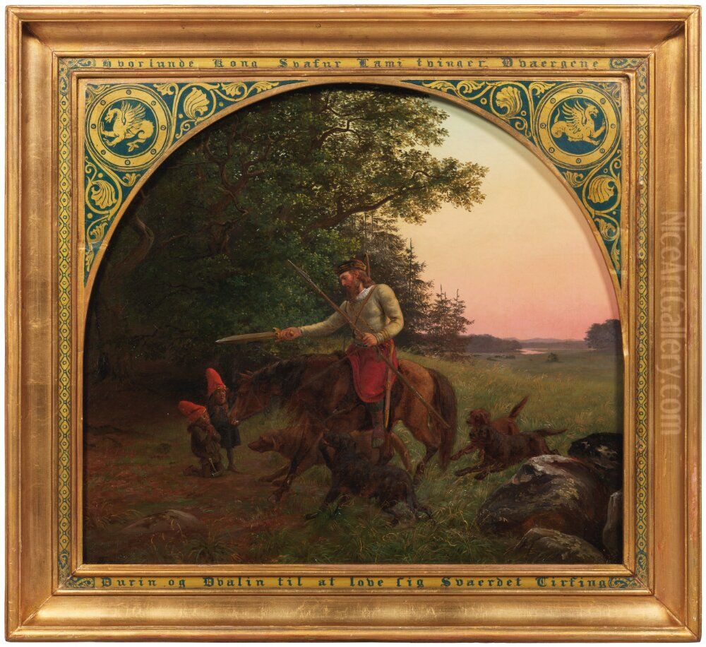 The King Svafur Forces Durin and Dvalin to Promise him the Tirfing Sword Oil Painting by Lorenz Frolich