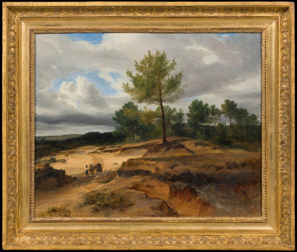 Landscape with Sandpit in the Fontainebleau Forest Oil Painting by Jules Louis Phillipe Coignet