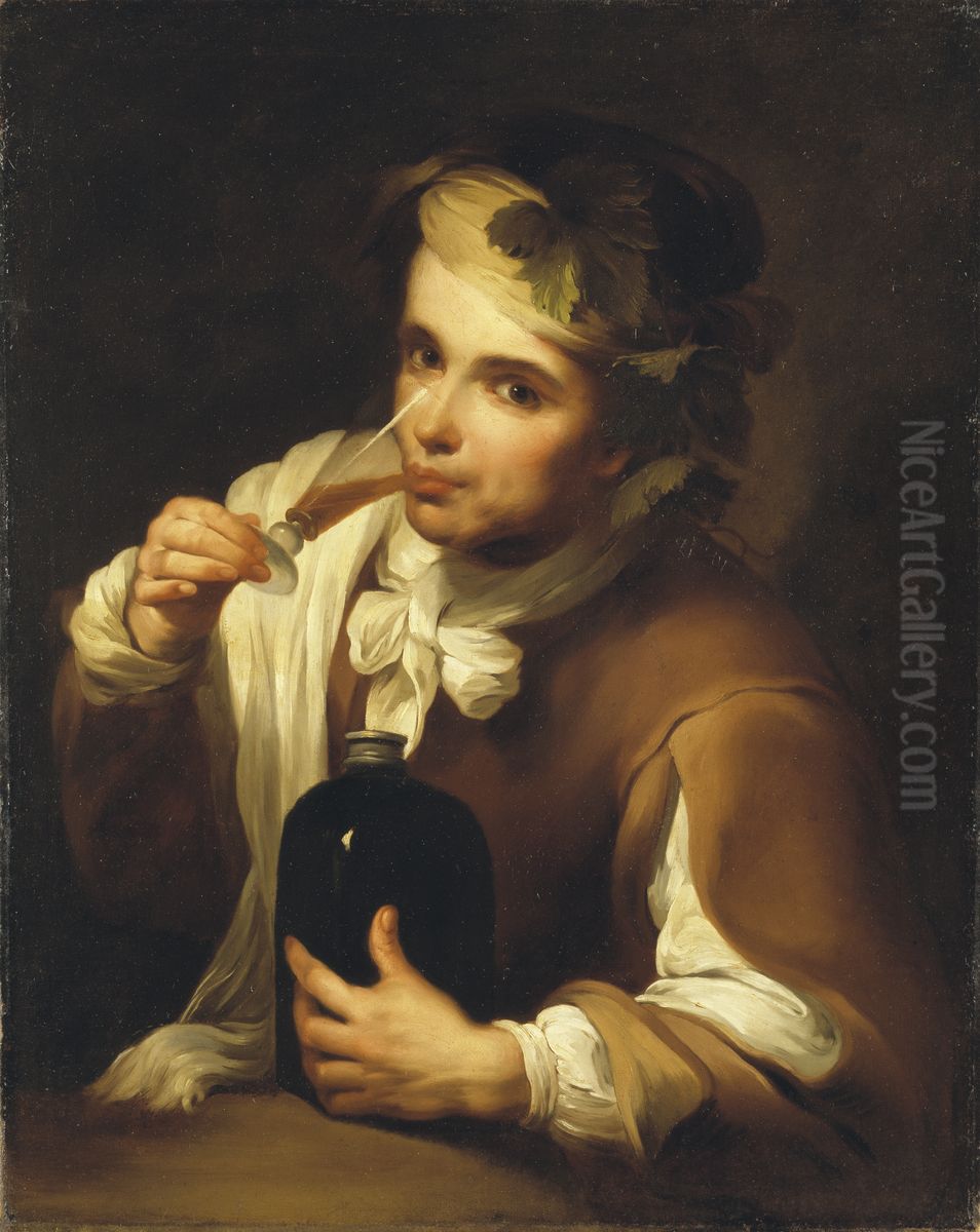 Young Man drinking Wine Oil Painting by Bartolome Esteban Murillo