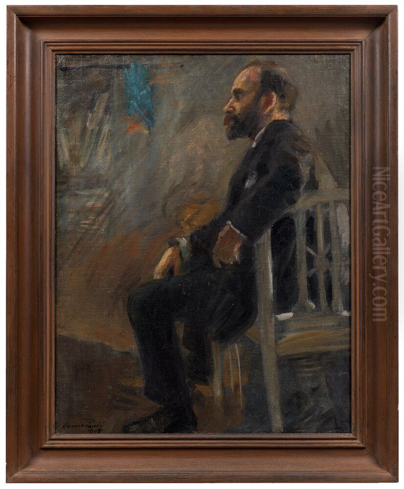 Klas Fahraeus (1863-1944). Study for Friends (NM 1723) Oil Painting by Hanna Hirsch-Pauli