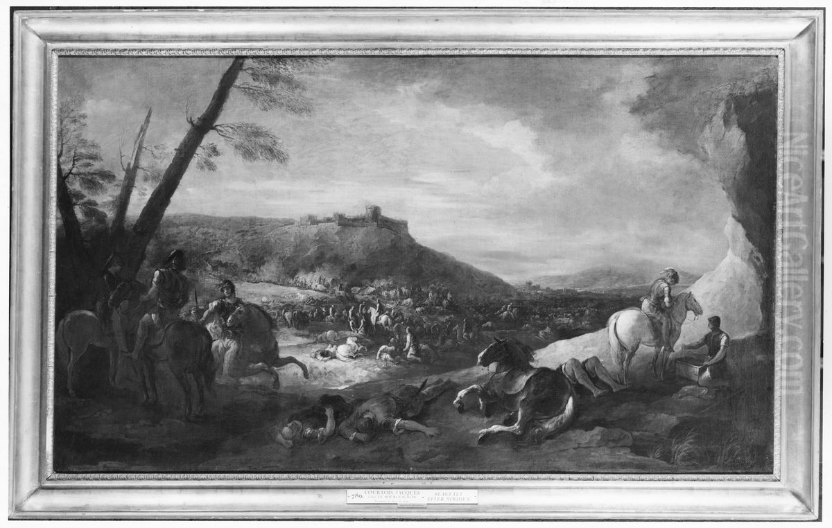 A Field after a Battle Oil Painting by Jacques Courtois