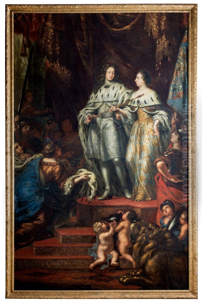 Allegori over hur konung Karl XI mottager regeringen av sin moder Hedvig Eleonora Oil Painting by David Klocker Ehrenstrahl