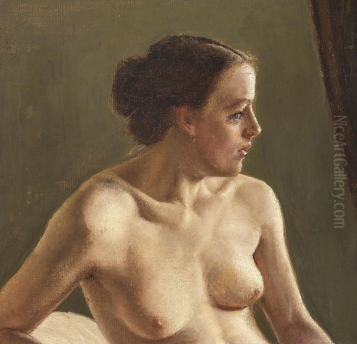 Siddende model. Oil Painting by Vilhelm Kyhn