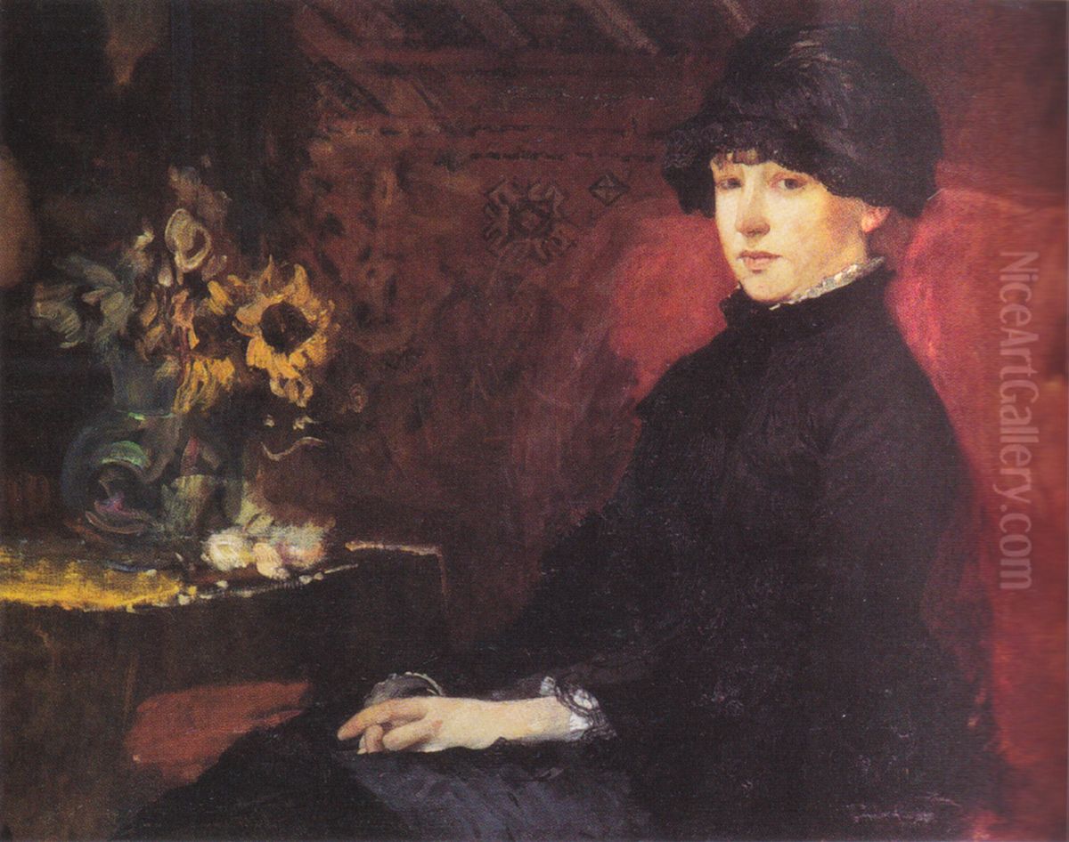 Portrett av Nicoline Peterssen. Oil Painting by Eilif Peterssen