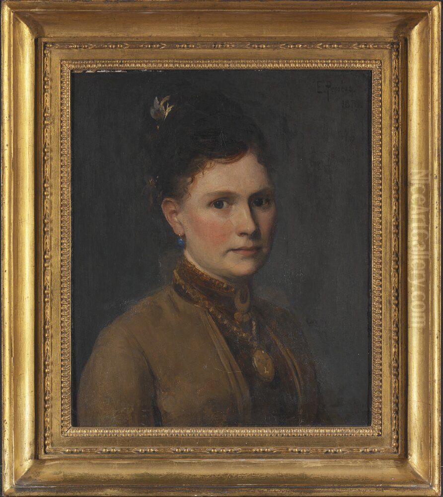 Maria Agnes Claesson (1843- efter 1903), gift med konstnaren Edvard Perseus Oil Painting by Edvard Perseus