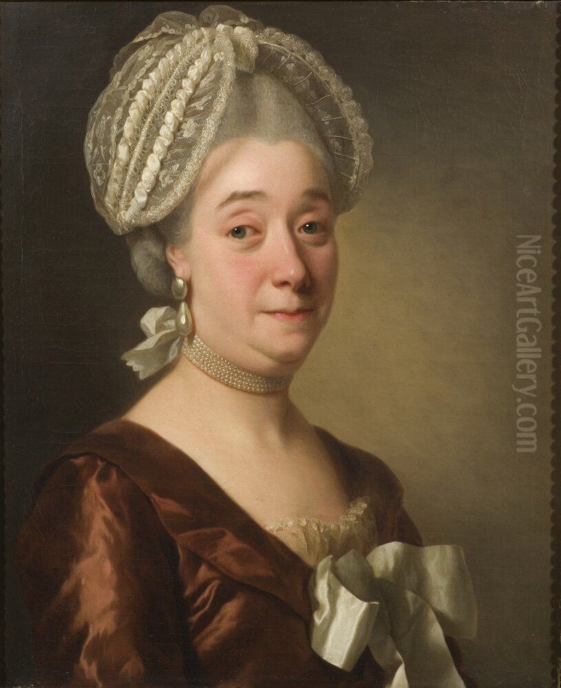 Maria Ravens (1720-1786), g.m. livmedikus Johan Ulrik Wertmuller Oil Painting by Adolf Ulrik Wertmuller