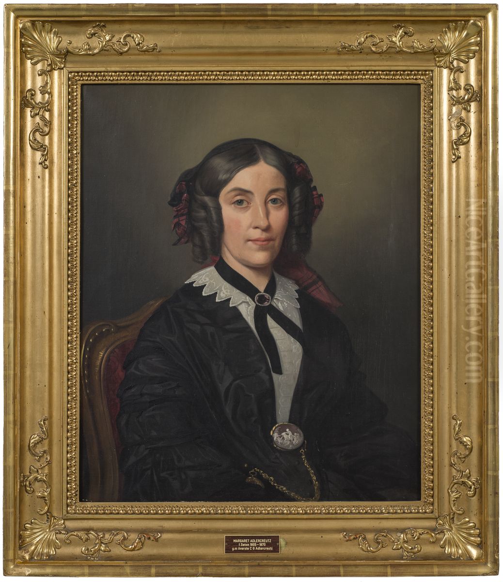 Margaret Seton (1805-1870), fodd i Skottland, verksam i Sverige, g.m. friherre overste Carl Gustaf Adlercreutz, sondotter till Alexander Baron Seton Oil Painting by Carl Stefan Bennet