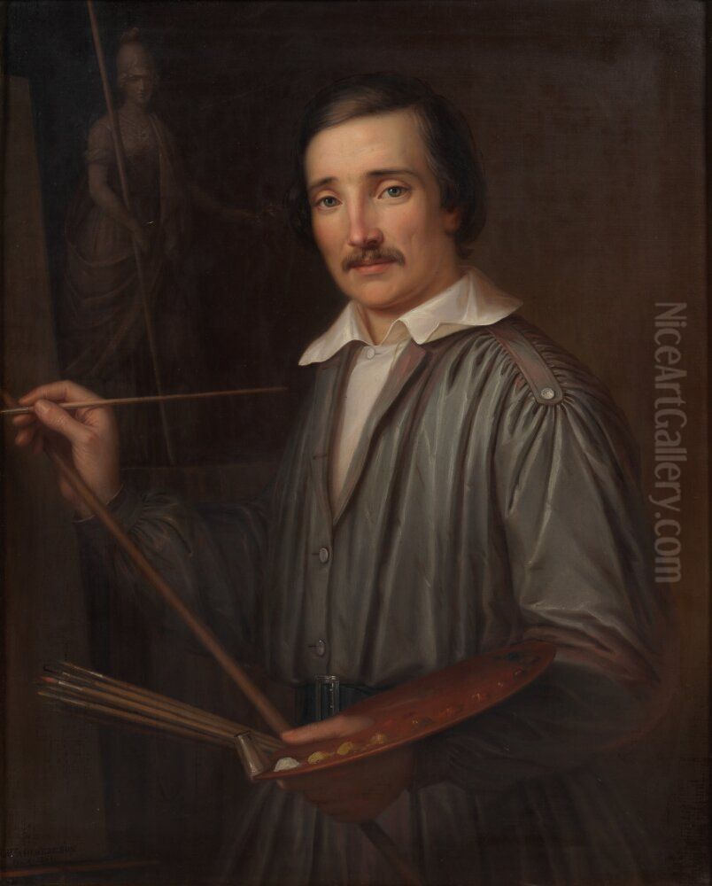 Self portrait, Erik Wahlbergson (1808-1865), artist Oil Painting by Erik Wahlbergson