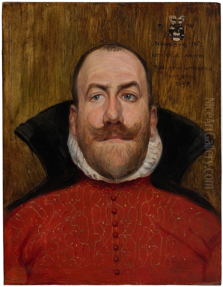 Fredrik Ulrik Wrangel af Sauss (1853-1929), Count, Chamberlain, Genealogist Oil Painting by Robert Lundberg