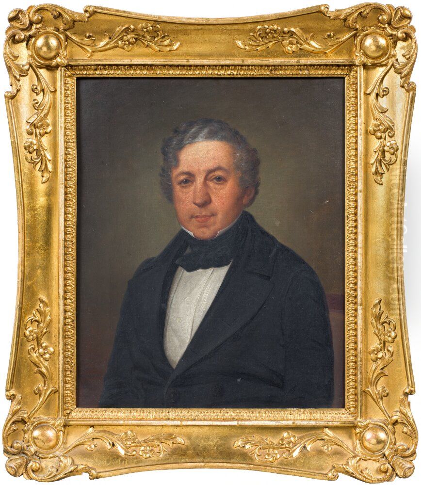 Julius Geber (1816-1876), grosshandlare, bankir, g.m. Hilda Philipson Oil Painting by Carl Vilhelm Nordgren