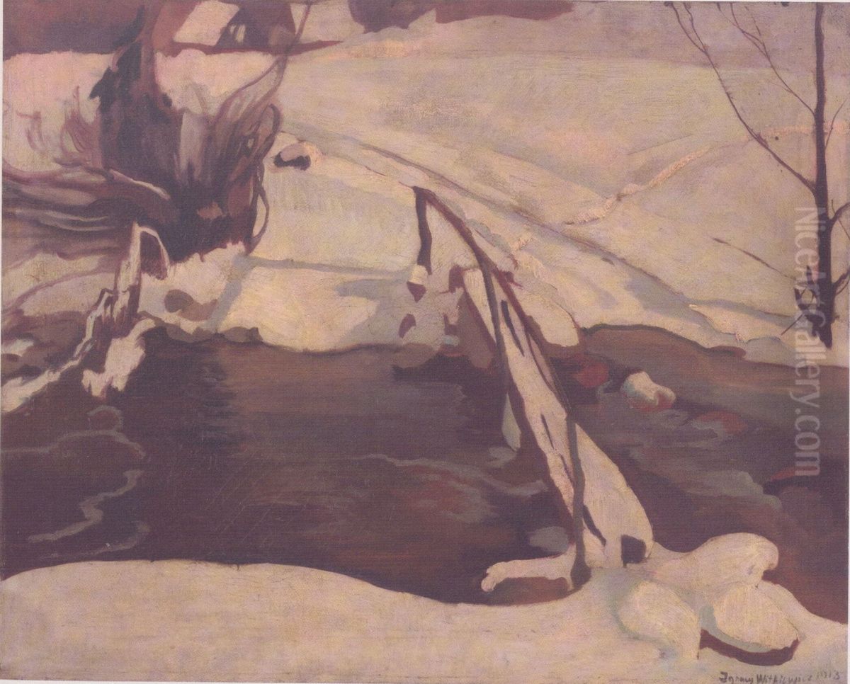 Stream and a bridge Oil Painting by Stanislaw Ignacy Witkiewicz (Witkacy)