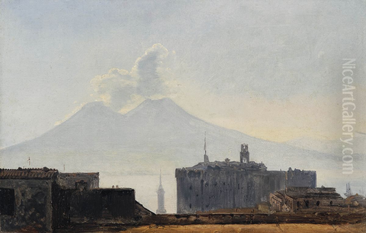 View of Naples with Vesuvius Oil Painting by Leopold Robert