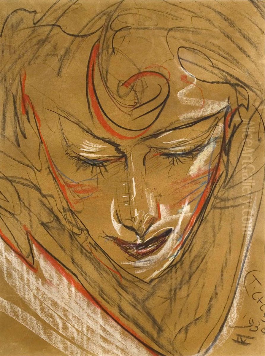 Portrait of Janina Turowska-Leszczynska Oil Painting by Stanislaw Ignacy Witkiewicz (Witkacy)