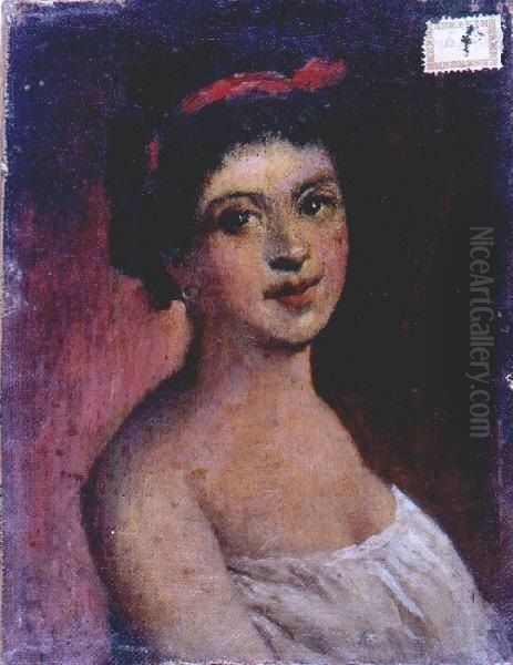 Retrato de mujer Oil Painting by Jose Gutierrez de la Vega