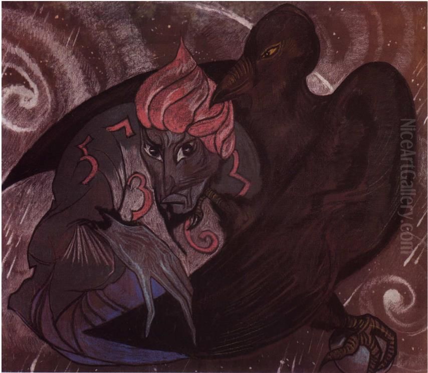 Algorab w kruku Oil Painting by Stanislaw Ignacy Witkiewicz (Witkacy)