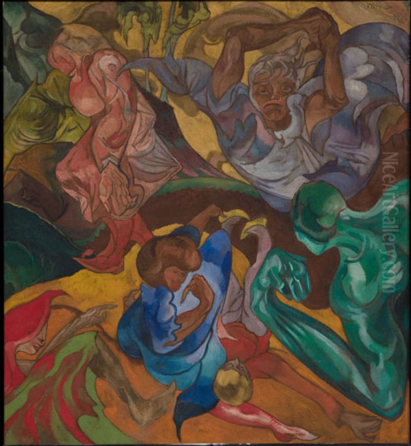 Ogolne zamieszanie Oil Painting by Stanislaw Ignacy Witkiewicz (Witkacy)