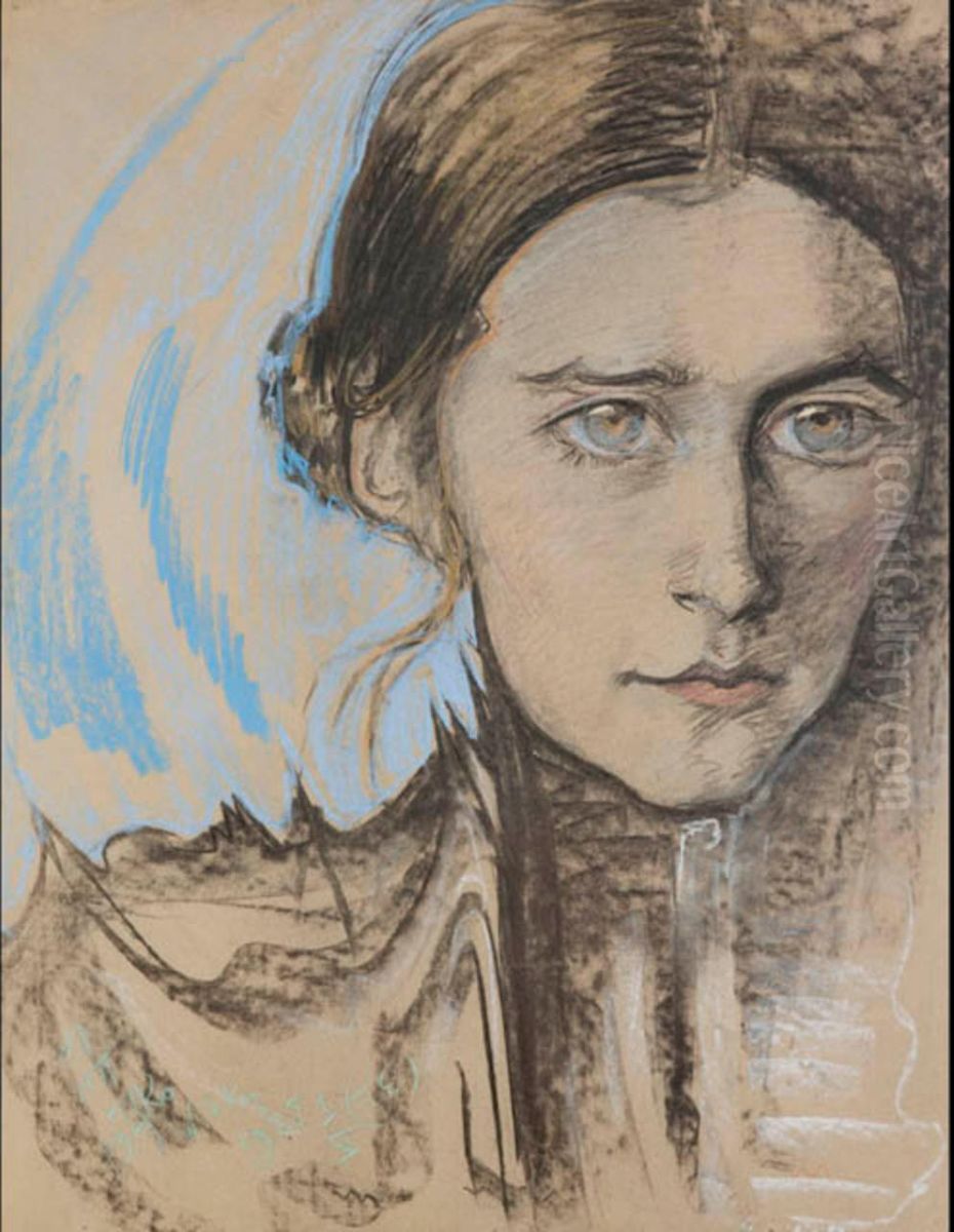 Portrait of Krystyna Glogowska, May portrait Oil Painting by Stanislaw Ignacy Witkiewicz (Witkacy)