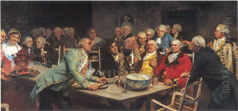 Eilif Peterssen: En Aften i Det norske Selskab, 1892. Oil Painting by Eilif Peterssen