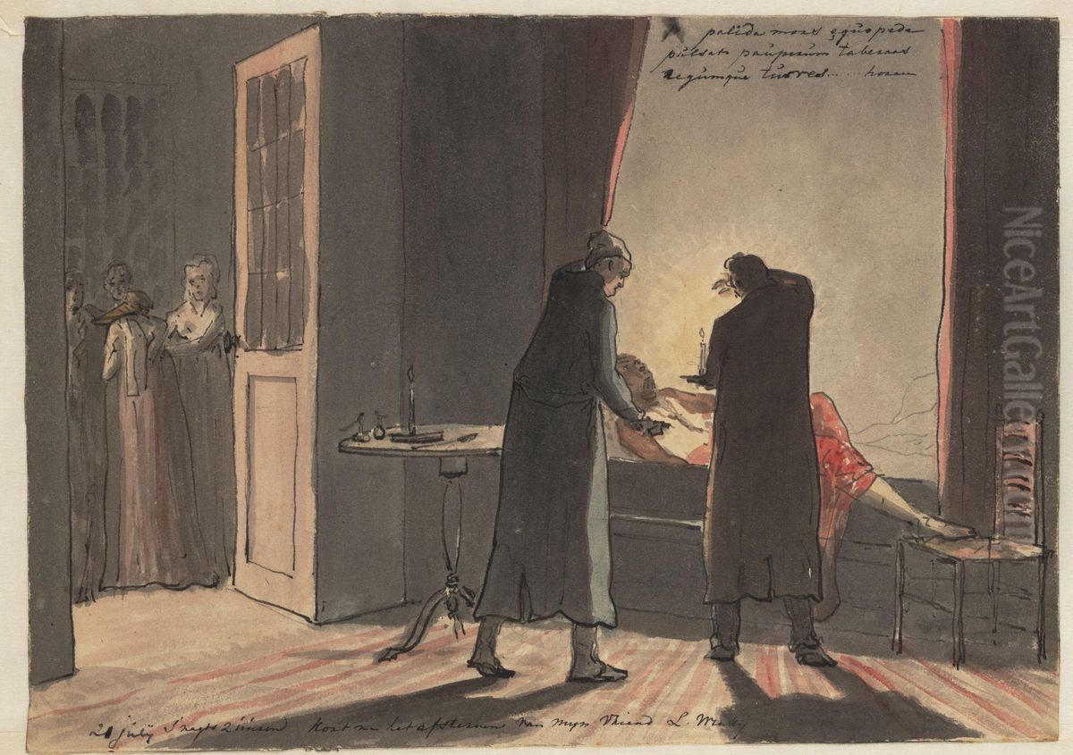 Nachts 2 Uhr des 21. Juli kurz nach dem Ableben meines Freundes L. Wicky Oil Painting by Jurriaen Andriessen