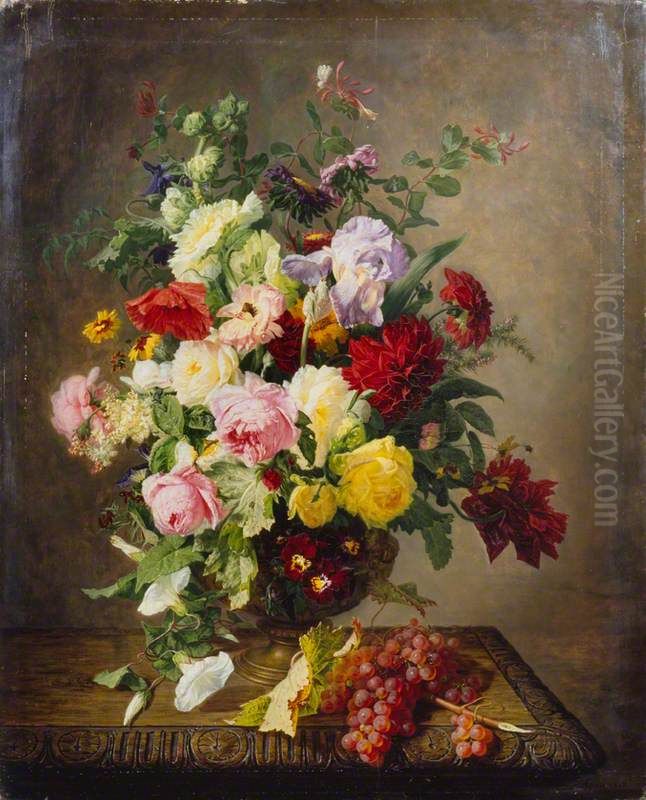Flowers and fruit Oil Painting by Simon Saint-Jean