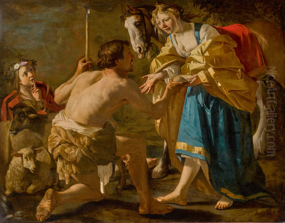 Granida   and  Daifilo Oil Painting by Dirck Van Baburen