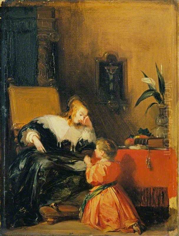 Child at prayer Oil Painting by Richard Parkes Bonington