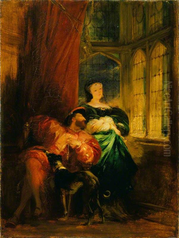 Francois Ier and Marguerite de Navarre Oil Painting by Richard Parkes Bonington