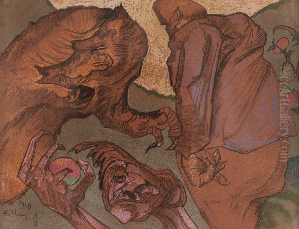 Fantastic composition with a boar Oil Painting by Stanislaw Ignacy Witkiewicz (Witkacy)