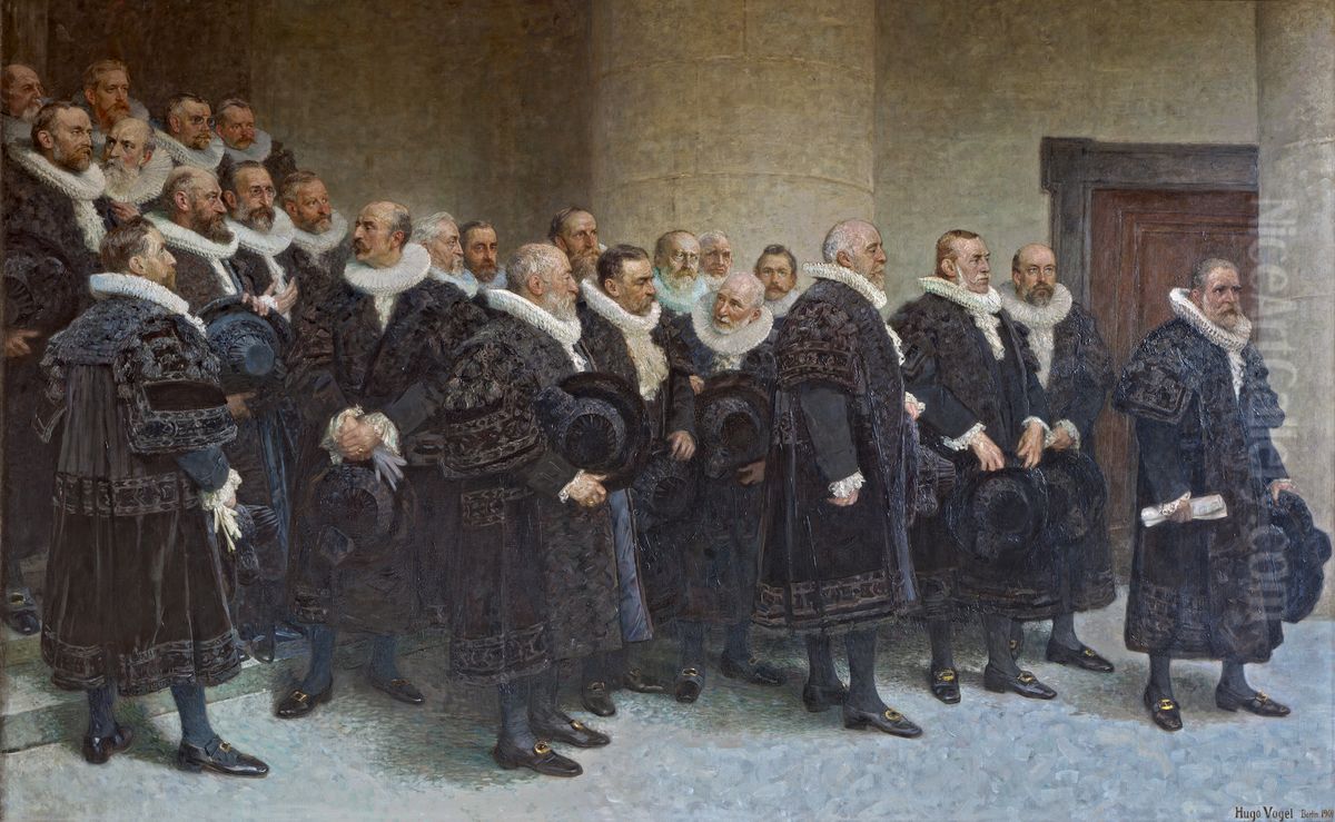 Einzug des Senats in das neue Rathaus am 26.10.1897 Oil Painting by Hugo Vogel