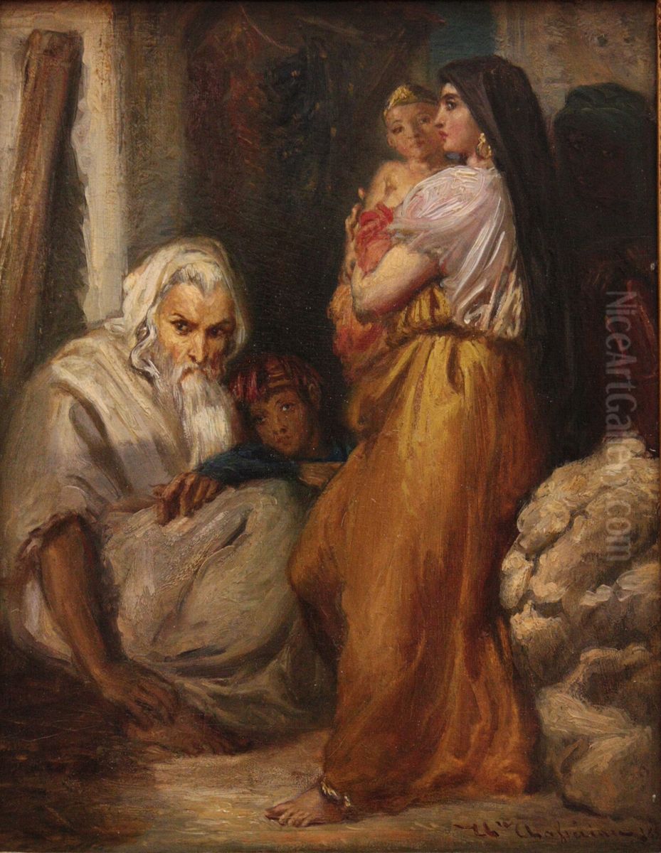 Interieur juif a Constantine Oil Painting by Theodore Chasseriau