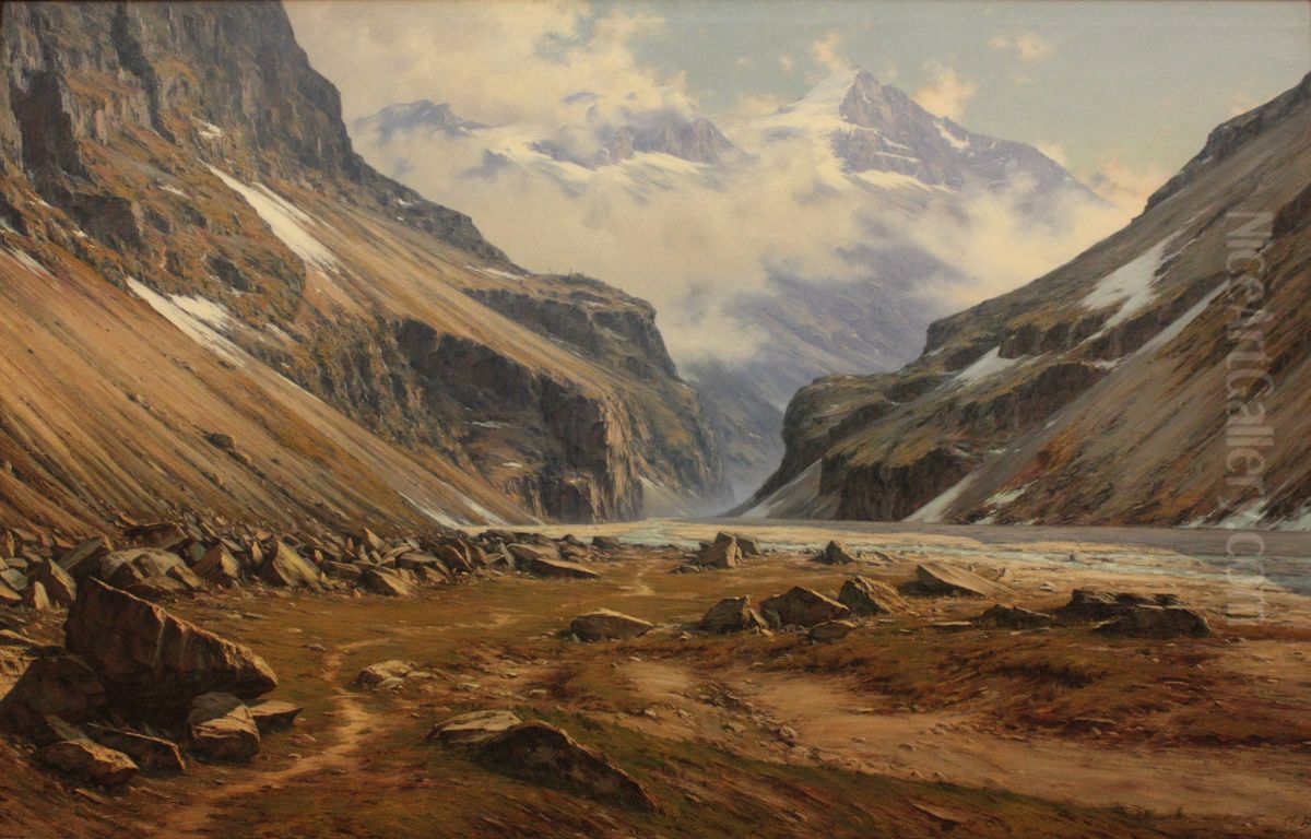 La Vallee du Veneon a Saint-Christophe-en-Oisans Oil Painting by Charles Bertier