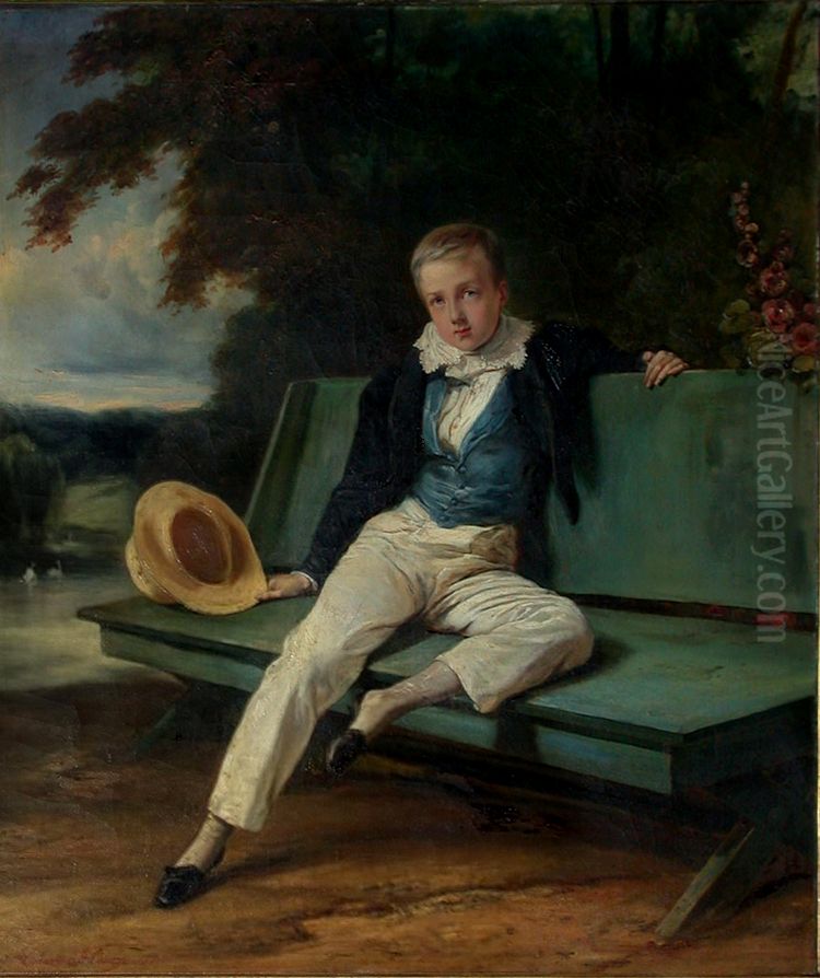 Henri, duc d'Aumale, a l'age de neuf ans Oil Painting by Joseph-Nicolas Robert-Fleury