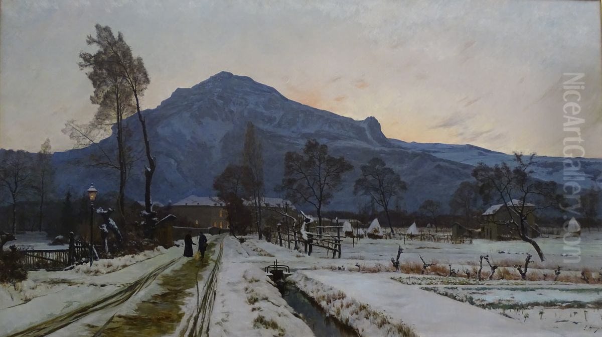 Le Chemin du petit seminaire, environs de Grenoble Oil Painting by Ernest Hareux
