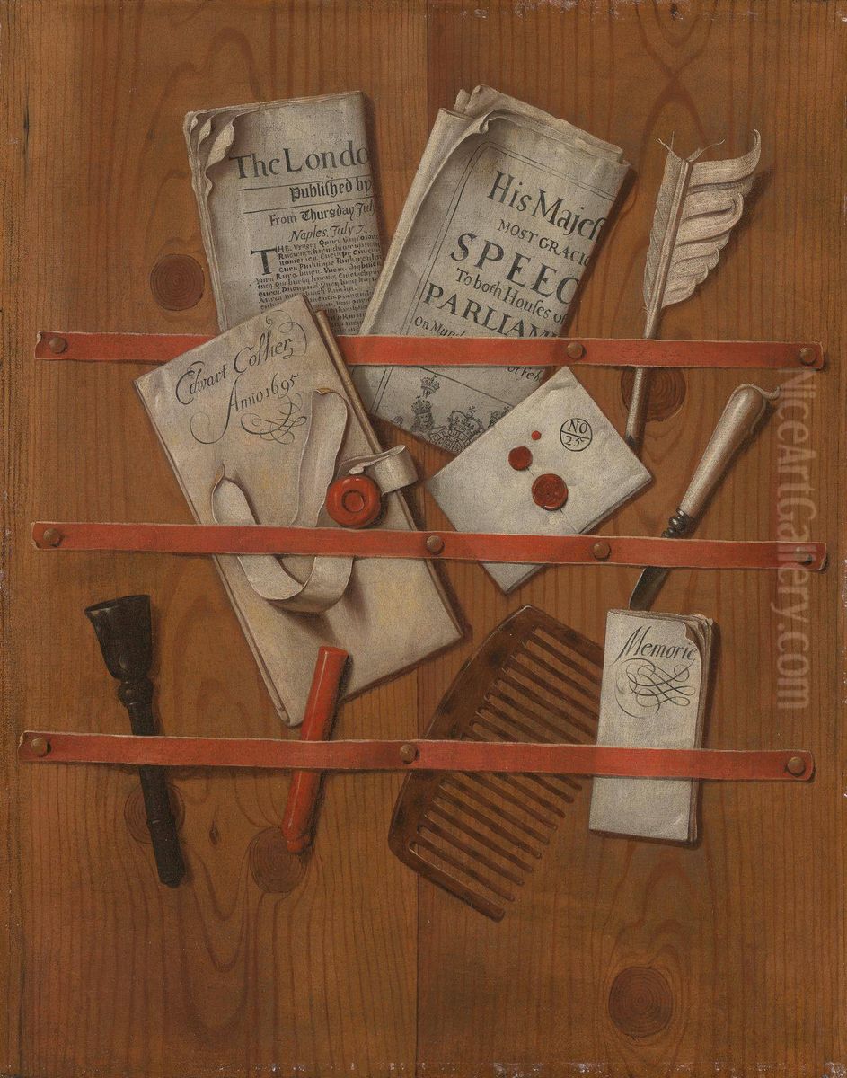 A Letter Rack Oil Painting by Evert Collier