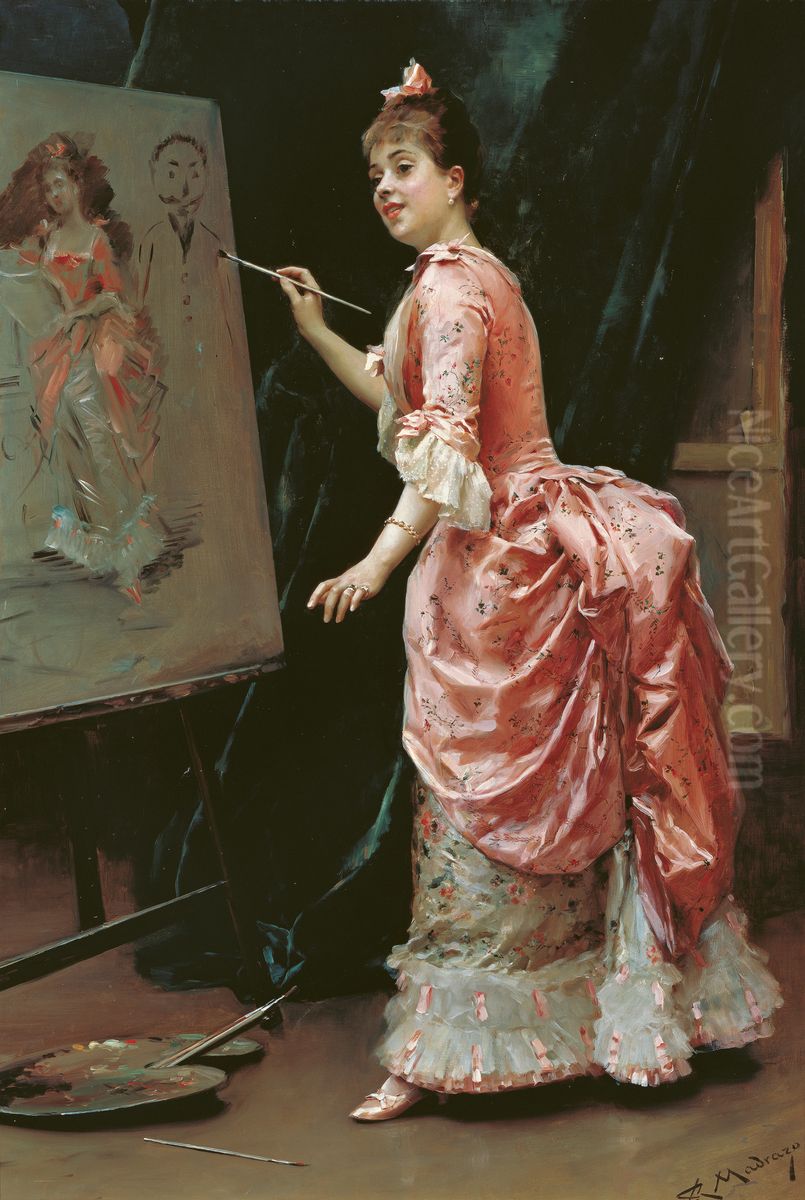 Travesuras de la modelo Oil Painting by Raimundo de Madrazo y Garreta
