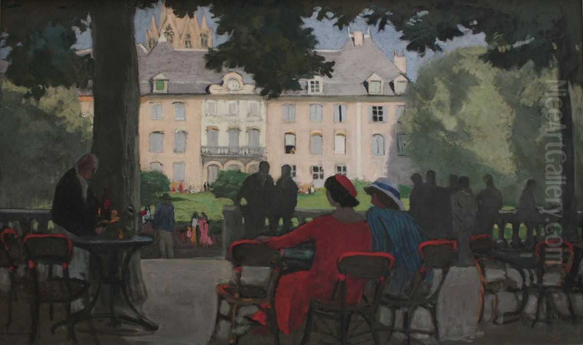Terrasse du Jardin de ville Oil Painting by Jules Flandrin