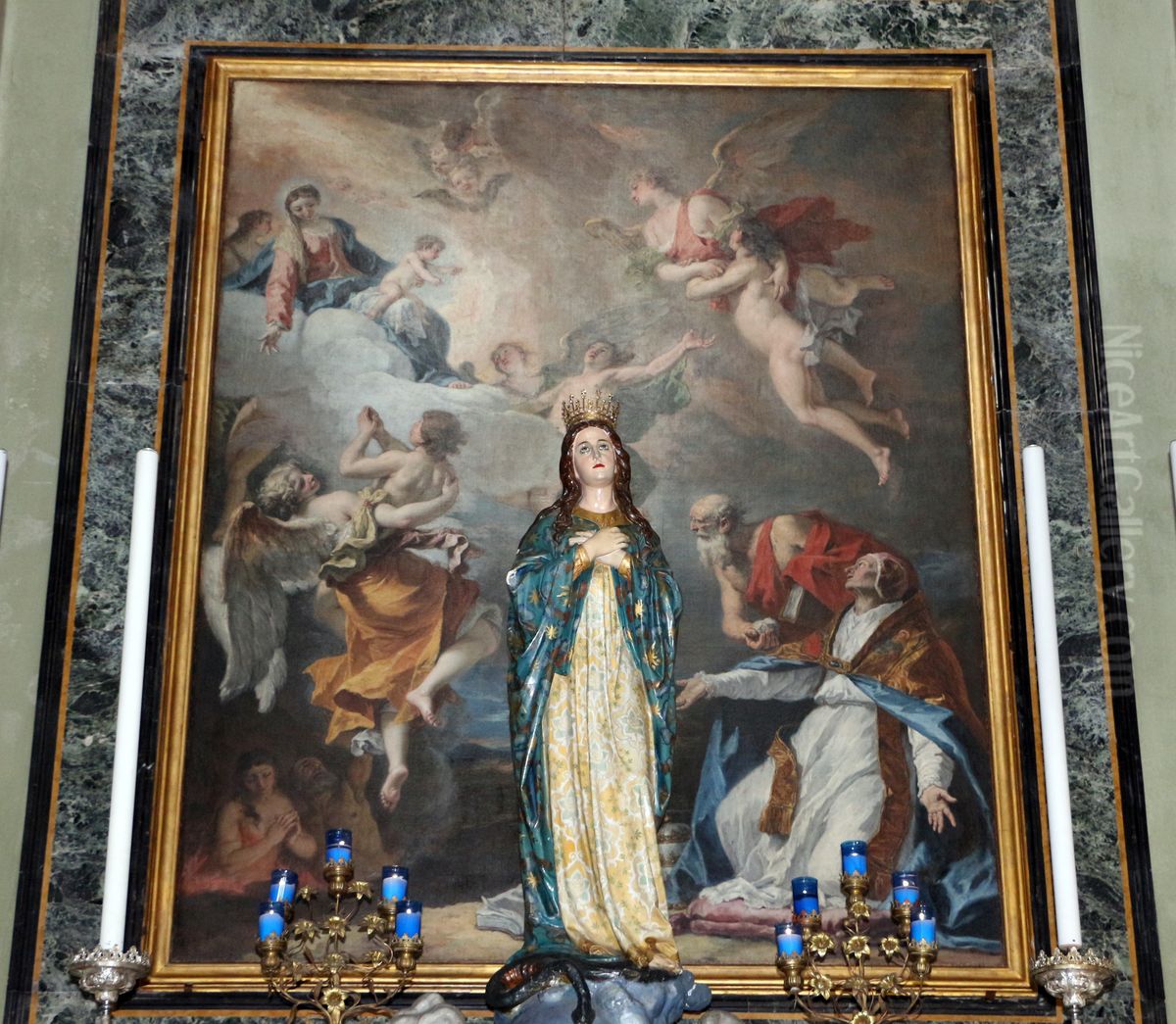 Papa Gregorio Magno intercede per le anime del Purgatorio Oil Painting by Sebastiano Ricci