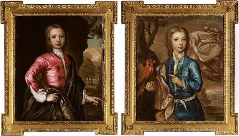 Portraits Of Lampen Harris (d.1766); And His Brother John Harris (1778) Of Radford, Devon Oil Painting by Edward Byng