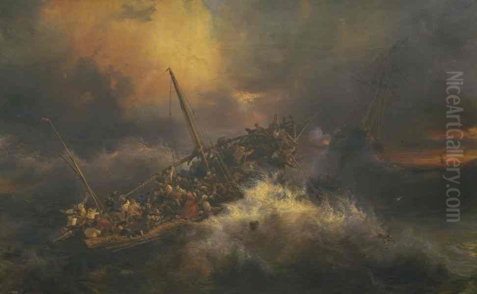 Coup de vent sur la rade d'Alger, 1831 Oil Painting by Theodore Gudin