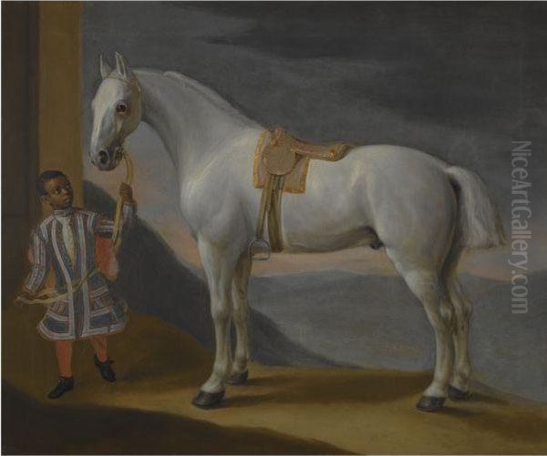 'carpenter', Lord Craven's Hunter, Held By A Negro Page Oil Painting by Robert Byng or Bing