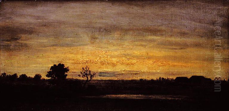 Crepuscule en Sologne Oil Painting by Theodore Rousseau