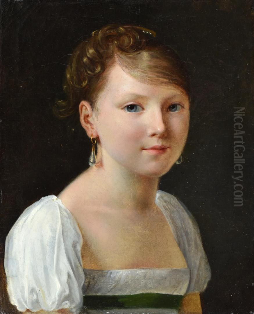 Young Girl with Pearl Oil Painting by Constance Marie Charpentier