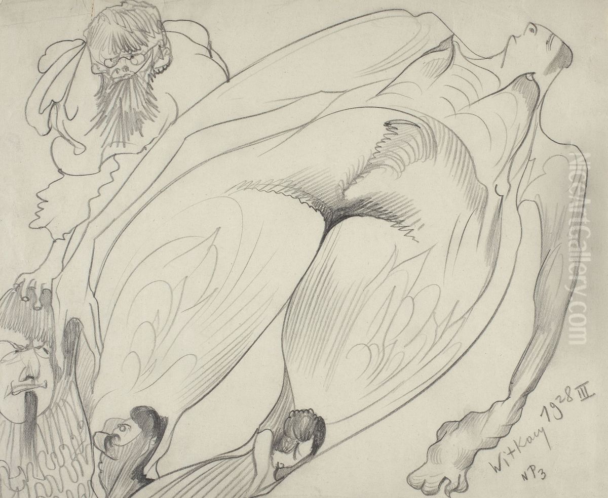 Kompozycja z lezaca postacia Oil Painting by Stanislaw Ignacy Witkiewicz (Witkacy)