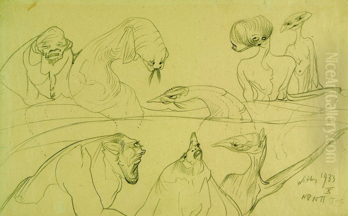 Kompozycja symboliczna Oil Painting by Stanislaw Ignacy Witkiewicz (Witkacy)