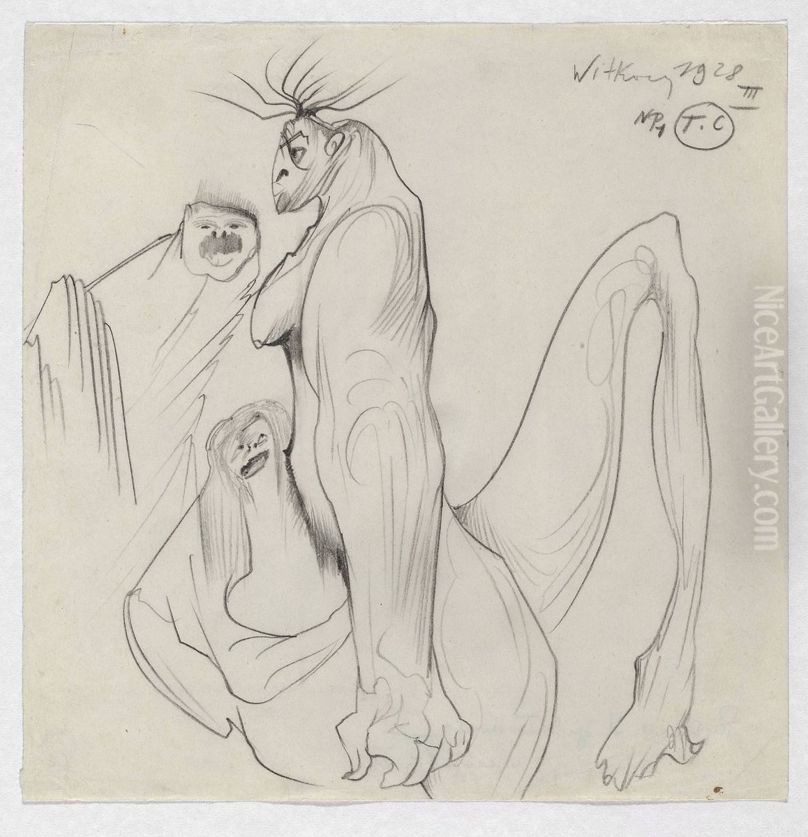 Symbolic composition with three figures Oil Painting by Stanislaw Ignacy Witkiewicz (Witkacy)