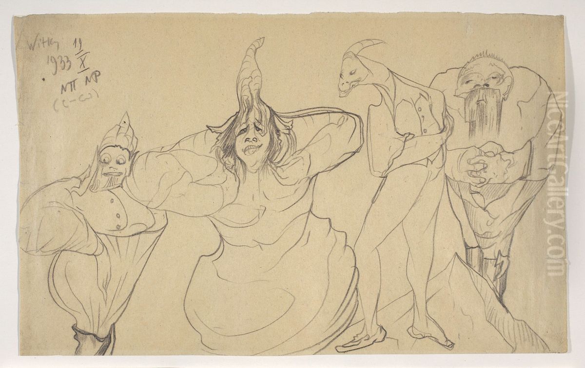 Composition with four characters Oil Painting by Stanislaw Ignacy Witkiewicz (Witkacy)