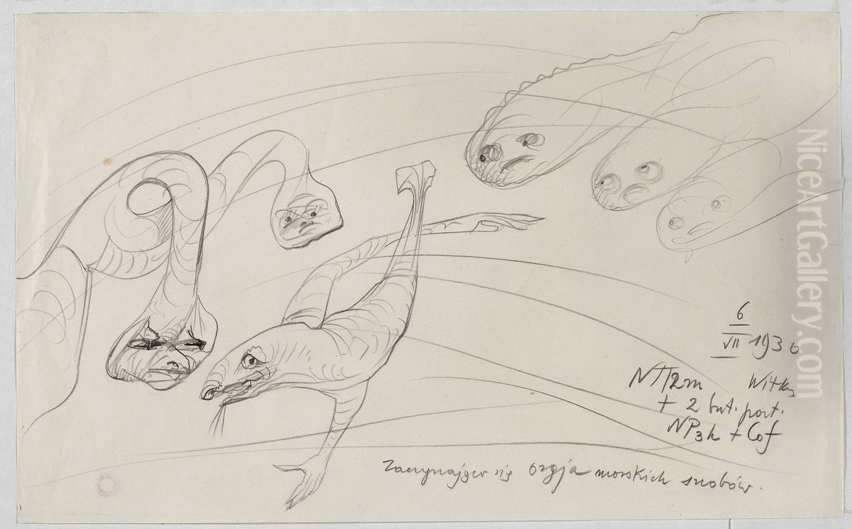 Zaczynajaca sie orgja morskich snobow Oil Painting by Stanislaw Ignacy Witkiewicz (Witkacy)