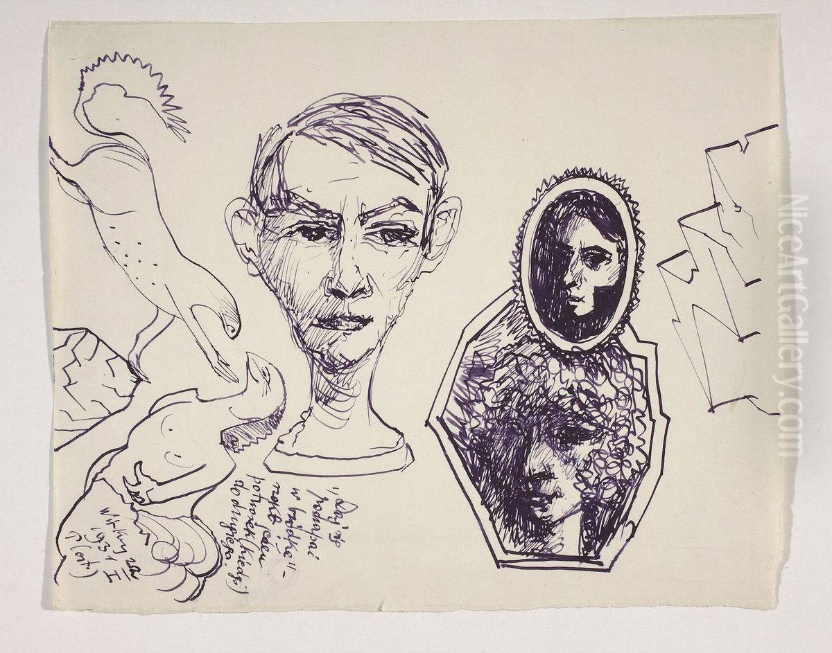 Let me scratch your chin ... Oil Painting by Stanislaw Ignacy Witkiewicz (Witkacy)