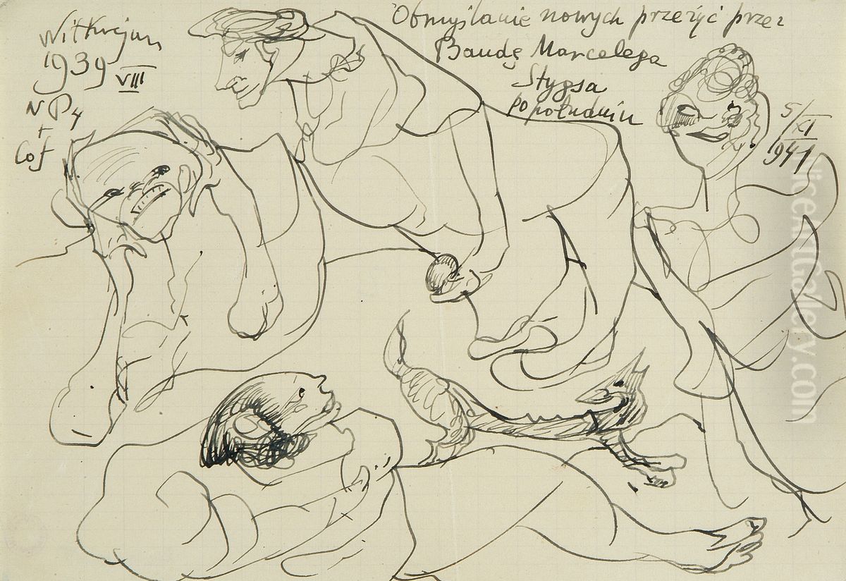 Comming up with new experiences by Marceli Stygs Gang Oil Painting by Stanislaw Ignacy Witkiewicz (Witkacy)